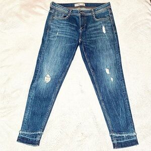 Zara Basic Z1975 Denim Skinny Lightly Distressed Raw Hem Fit Jeans EU38 US6